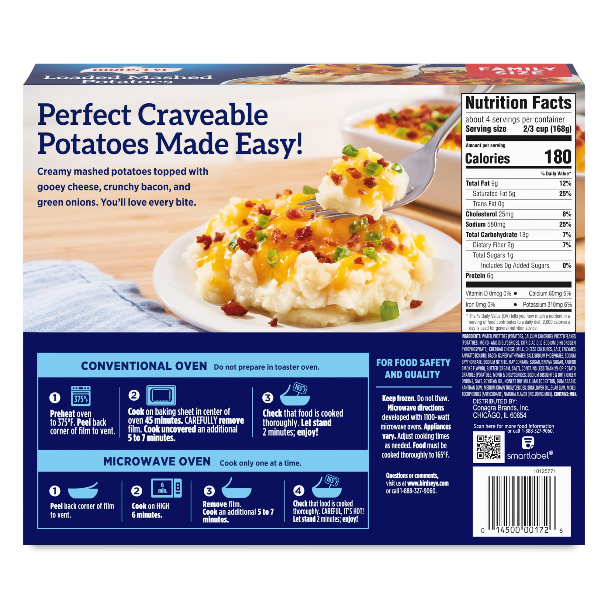 Birds Eye Loaded Mashed Potatoes, Frozen Side, 24 oz. Family Size Bag