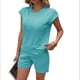 thumbnail image 3 of Conjunto de Pijama de Dos Piezas para Mujer, de Punto, con Mangas y Suéter Suave Azul S, 3 of 9