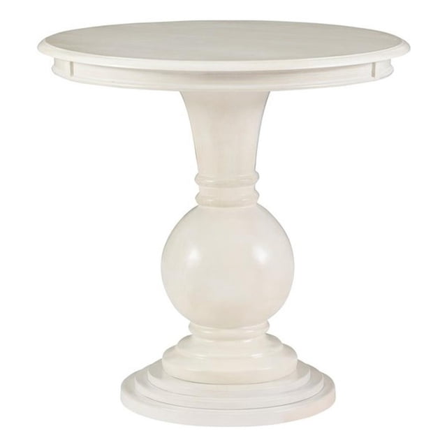 Pemberly Row Table d'Appoint Ronde Transitionnelle en Bois avec Base Piédestal, Crème