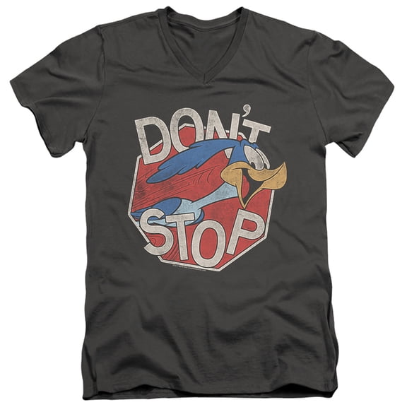 Looney Tunes Dont Stop S/S Adult V-Neck 30/1 T-Shirt Charcoal