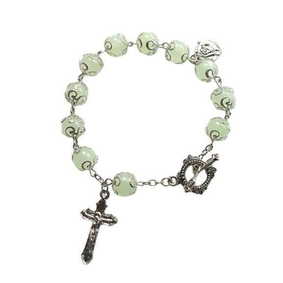 Religious Prayer Luminous Bracelet Catholic Christ Rosary Crucifix Female Simple Bracelet Trendy Jewelry Gift for Women