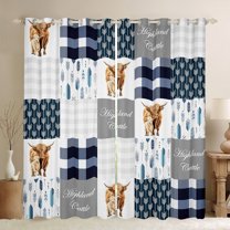 Manfei Cartoon Cow Animal Black Out Curtains, Chic Stripes Abstract Curtains Pack of 2 (42x63 Each), White Blue Patchwork Bedroom Curtains, Curtains and Drapes Decor