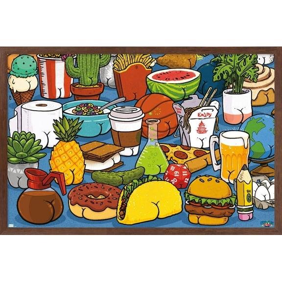 Brian Cook: Butts on Things - Food Wall Poster, 22.375" x 34" Framed