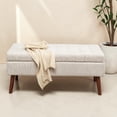 thumbnail image 2 of Tcbosik 43.3" Ottoman with Storage, Linen Fabric Upholstered Bench, Button Tufted Footstool for Bedroom, Living Room, Hallway, Off White, 2 of 8