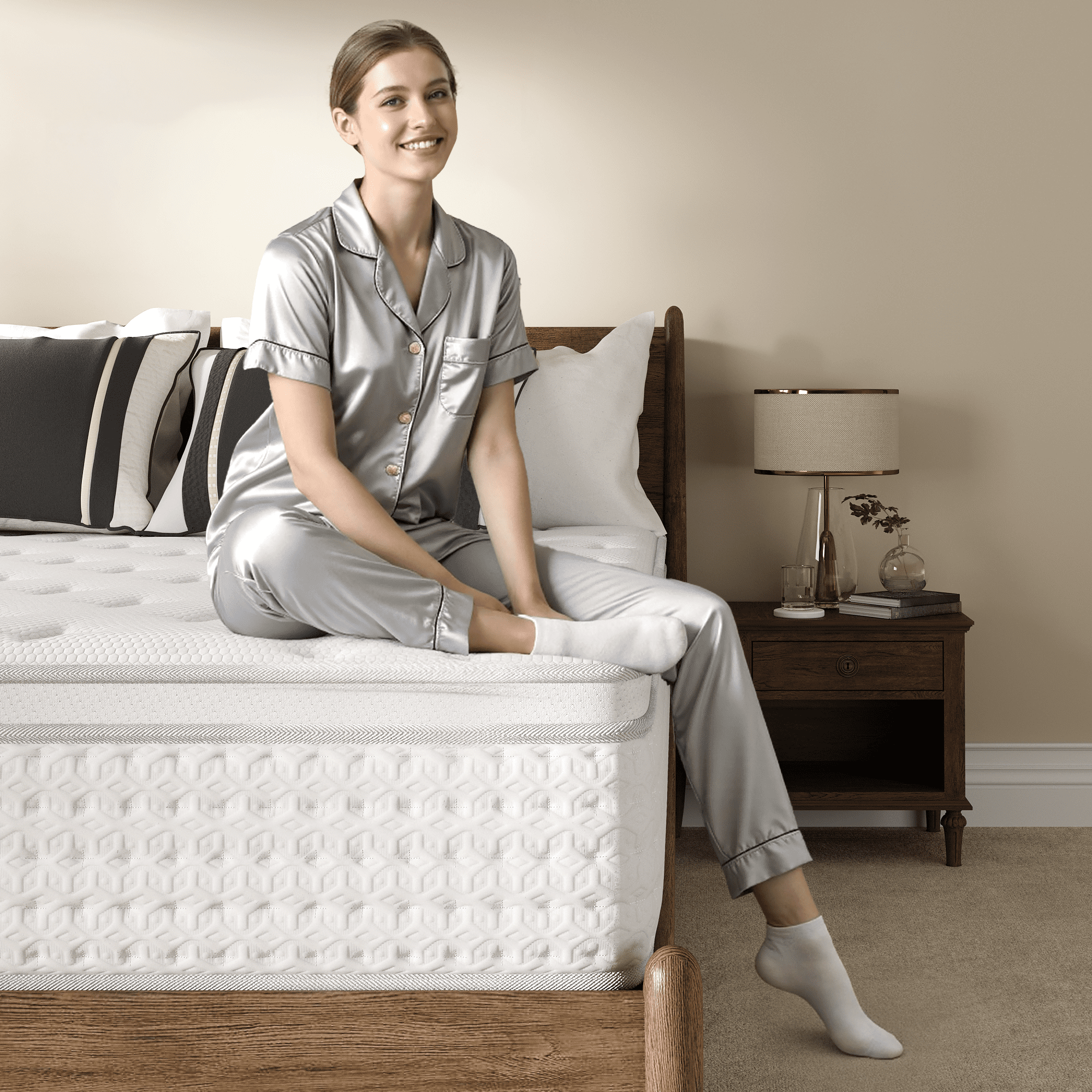 White 14 inch King Size Hybrid Mattress in a Box, Memory Foam & Individually Wrapped Coil, Support, Breathable, Pressure relief- 120 Night Trial