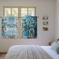 thumbnail image 4 of Blue Teal Spring Floral Tier Curtains, Modern Botanical Oil Painting Art Light Filtering Kitchen Curtains, 2Pcs Rod Pocket Half Window Treatments Panels for Sink Cafe Cabinet Basement 27.5x45 Inches, 4 of 9
