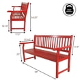 thumbnail image 4 of JONATHAN Y Laurel 59.1" 3-Seat Slat-Back 600-Lbs Support Acacia Wood Outdoor Garden Patio Bench, Red, BNH101D, 4 of 6