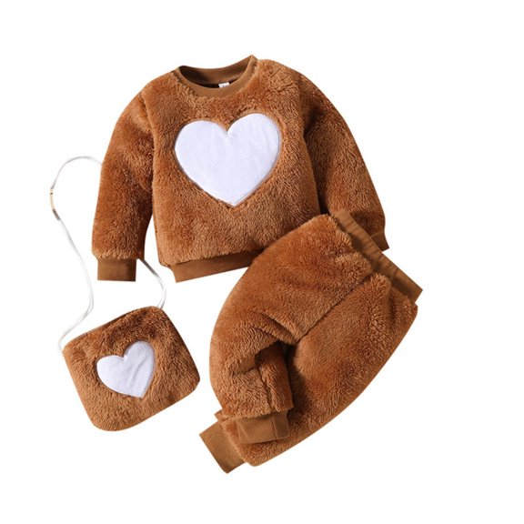 Sngxgn Girls' Clothing Sets 2 Piece Hoodie Long Sleeve Shirts Bell Bottom Cute Fall Outfits Sweatsuits(Brown,110)