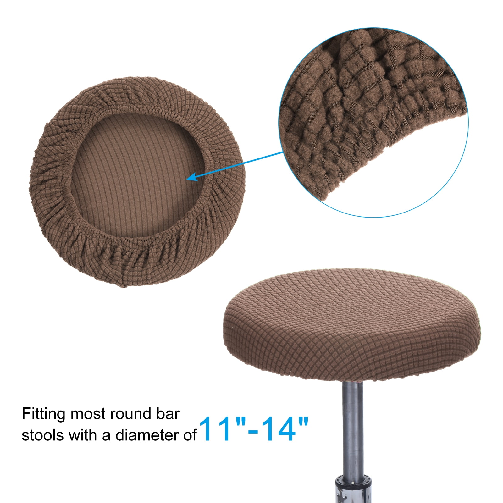 Unique Bargains 11 Inches Round Bar Stool Cover Washable Elastic Stool Cushion Slipcovers Tan