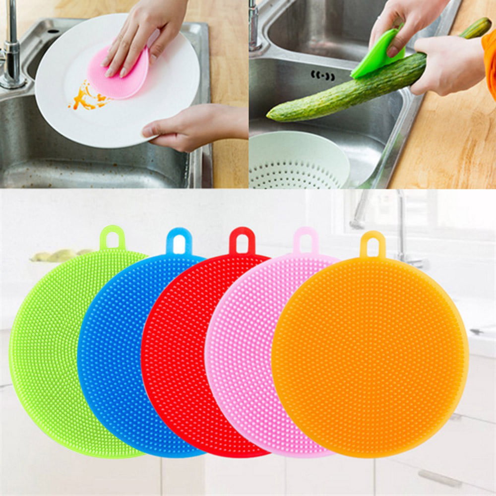 1x Kitchen Silicone Scrubbers Sponges Brush Dish Pot Washing Cleaning Tools New