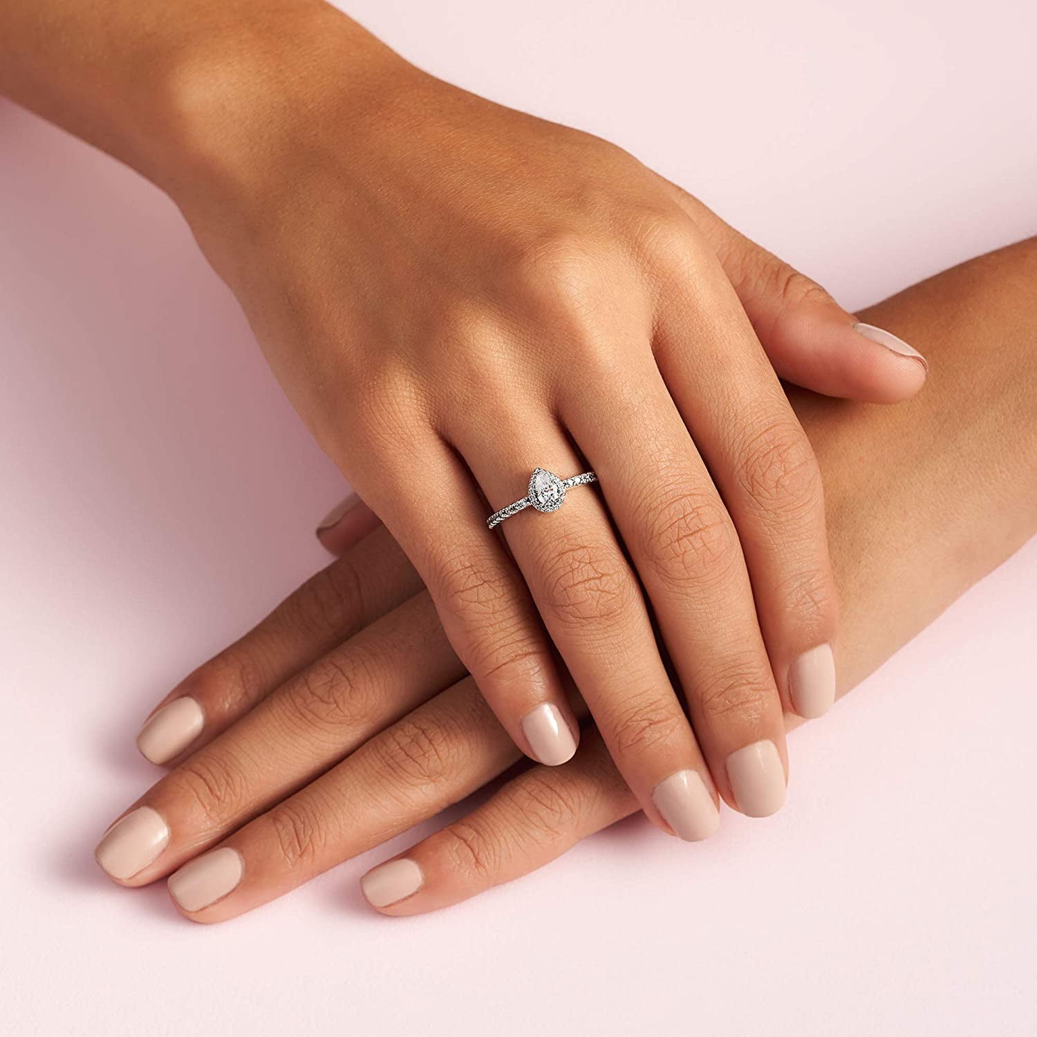 J products K18 teardrop ring S ホワイトトパーズ