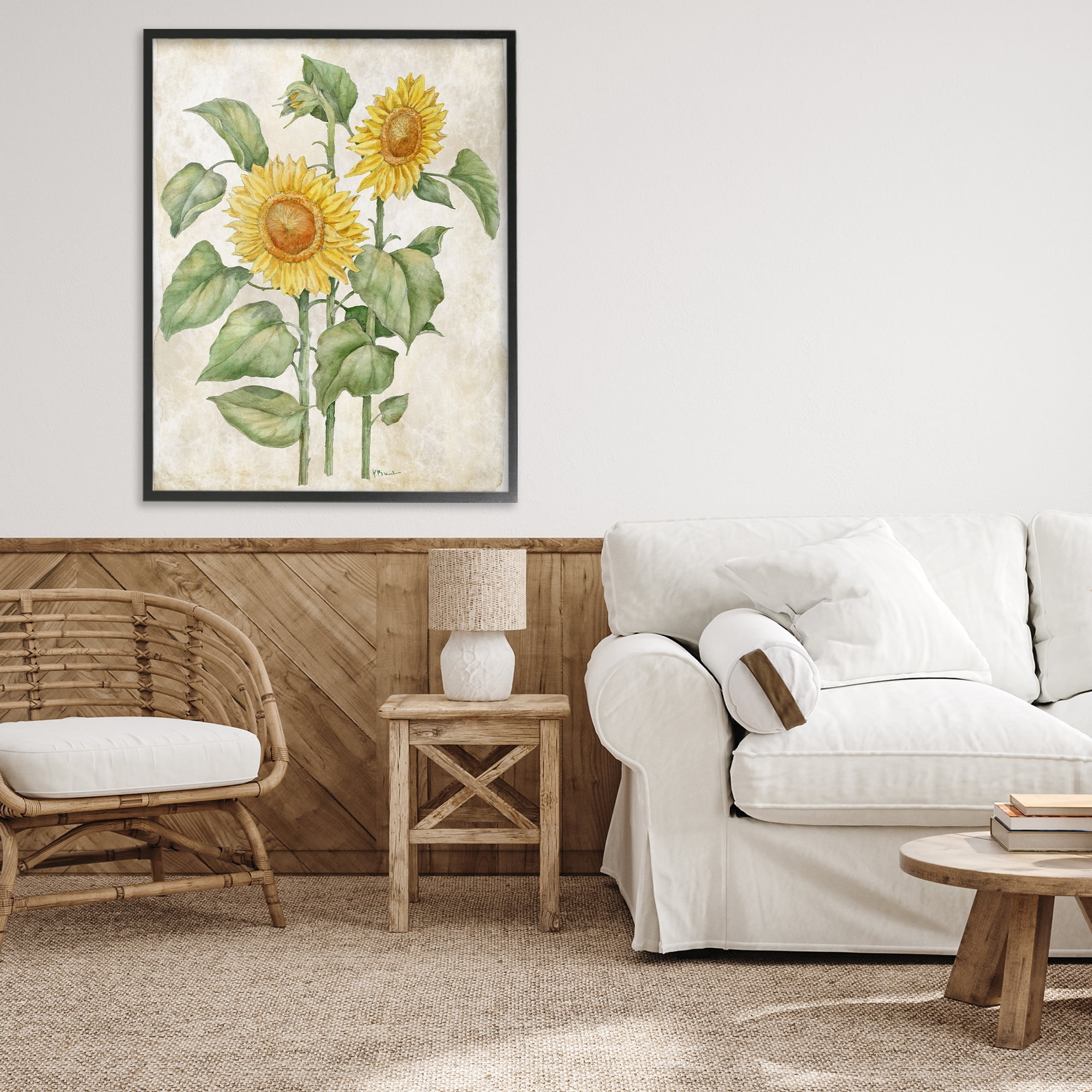 Stupell Industries Floral Journal Vintage Sunflower Black Framed Giclee Art, design by Paul Brent