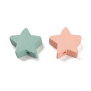 Spray Painted Natural Maple Wood Beads Star Mixed Color 18x19.50x6mmHole:2.50mm