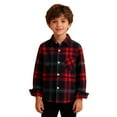 thumbnail image 3 of XIMIN Boys Flannel Shirt Toddler Kids Buffalo Plaid Long Sleeve Button Down Shirt Casual Fall Winter Tops, 3 of 9