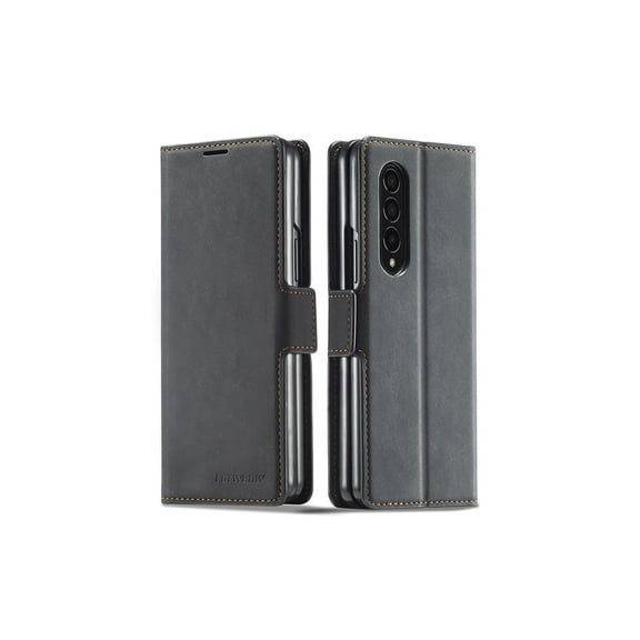 Samsung Galaxy Z Fold 3 Case, Premium PU Leather Cover TPU Bumper with Card Holder Kickstand Hidden Magnetic Shockproof Flip Wallet Case for Galaxy Z Fold 3 5G 2021 Released