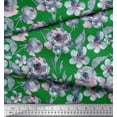 thumbnail image 3 of Soimoi Cotton Cambric Fabric Leaves,Periwinkle & Rose Floral Printed Fabric 1 Yard 42 Inch Wide, 3 of 3