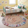 thumbnail image 2 of Ox Bay and Evette Rios Cora 5'6" Round Pastel Cotton and Jute Striped Fringe Indoor Area Rug, 2 of 9
