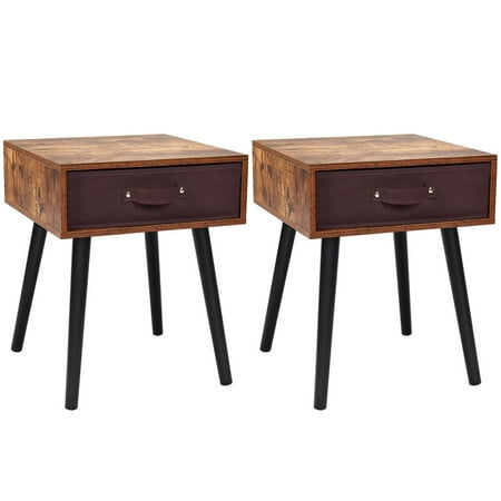 Giantex End Table  Accent Bedside Table W/ 1 Removable Fabric Drawer  ultipurpose for Living Room  Bedroom  Sofa Side Small Space Nightstand  Brown