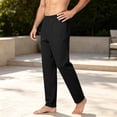 thumbnail image 2 of Zynoxe Men's Straight Leg Pants Comfort Elastic Waist Lounge Pants for Men Lightweight Home Work Casual Trousers Versatile Solid Color Long Pants with Side Pockets S, 2 of 7