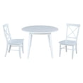 thumbnail image 6 of 42" Round Solid Wood Dual Drop Leaf Table with 2 Chairs in White, 6 of 6