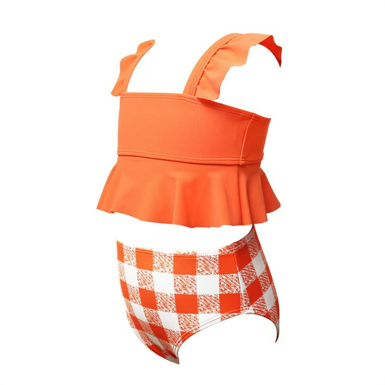 Summer Savings Clearance! Dezsed Kids Swimsuits For Girls 2-12 Toddler Baby  Kids Girls Plaid Print Ruffles Tankini Top With Short Swimwear Two Piece