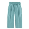 thumbnail image 5 of SwiftWear Women's Cotton Linen Capri Pants with Pockets -Plus Size Elastic Waist Casual Cropped Trousers, Breathable Comfort Fit S-3XL, 5 of 5