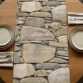 thumbnail image 5 of Brown Stone Wall Table Runner, Vintage Country Rocks Brick Pattern Washable Cotton Linen Table Runners 60 Inches Long, Dresser Scarf Runner for Coffee/TV Stands/Kitchen/Cabinets 13''x60'', 5 of 9