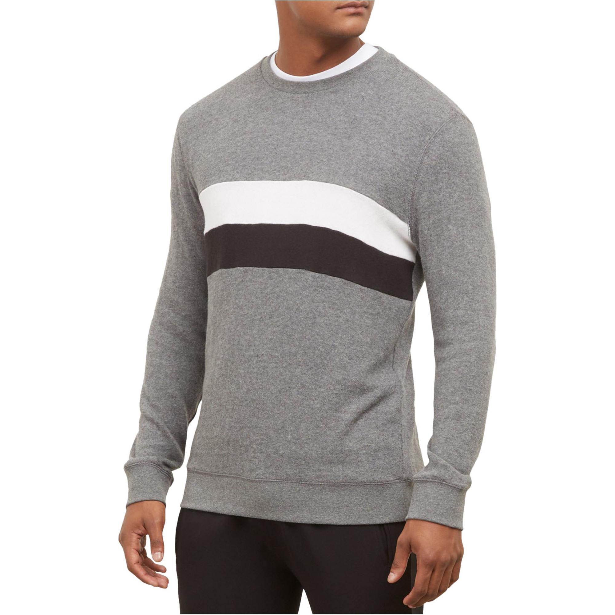 Kenneth Cole Chandail en Molleton Tricoté Confort pour Hommes, Gris, Petit