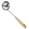 PEONAVET Kitchen Spoon Stainless Steel Solid Wooden Handle Soup Spoon Household Kitchen Cooking Spoon Soup Congee Cooking Spoon