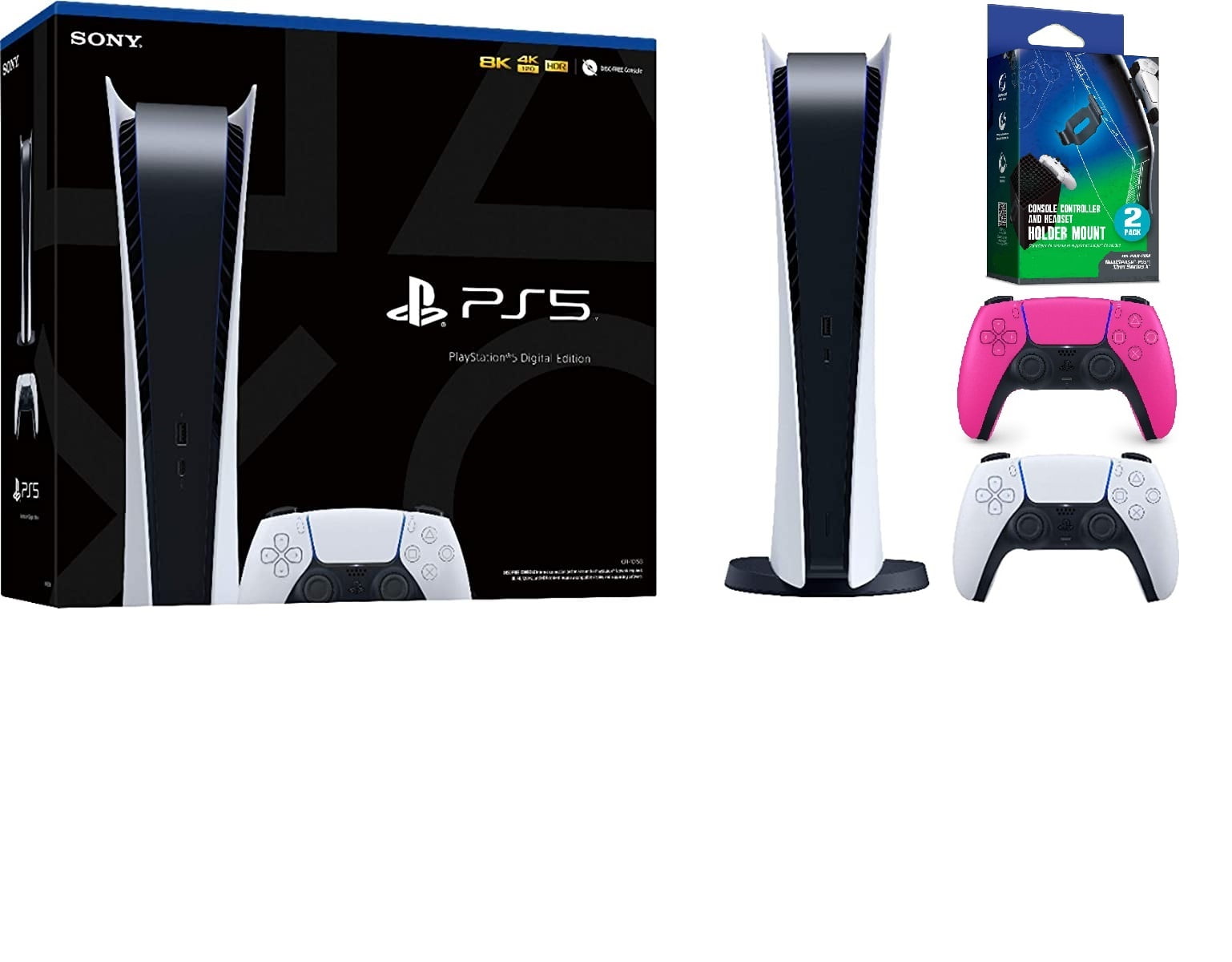 Sony PlayStation 5 Console (PS5 Digital Digital w/ Nova Pink Controller and Holder Mount Limited Edition Bundle - Walmart.com