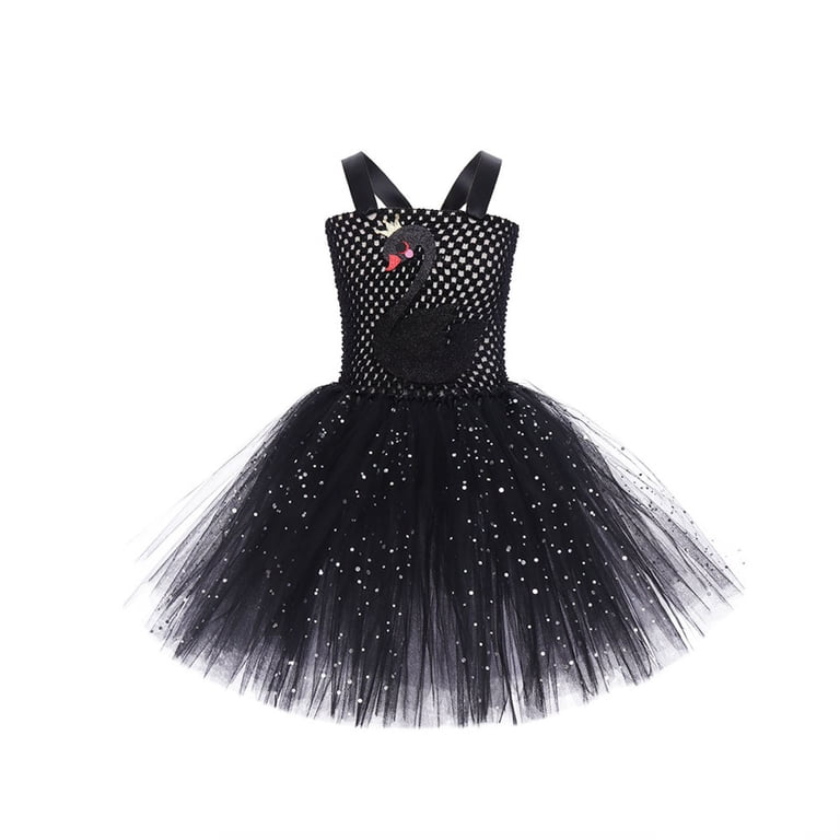 Tooyou Cute Girl Dress Toddler Little Swan Performance Princess Dress Black And White Mesh Puff Dress Children'S Piano Performance Evening Dress