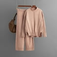 thumbnail image 2 of Ltctricy Women's Fall Sweater Outfits 2 Piece Knitted Long Sleeve Mock Neck Pullover Tops and Wide Leg Pants Trendy Sets, 2 of 3