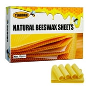 MIARHB 10 Pcs Beeswax Sheets, Beeswax Foundation Sheets 5.11inch X  3.54inch, Beeswax For Candle Making Natural Wax Foundation For Bee Frames 