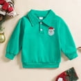 thumbnail image 2 of Tisuna Kids Boy'S Long Sleeve Halloween T Shirts Relax Fit Lapel Collar Santa Print Tops Toddler Festival Party Fall Outfits Size 2-3 Years, 2 of 7