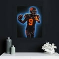 thumbnail image 4 of ARISTURING Joe Burrow Neon Football Canvas Wall Art Home Decor Framed Poster Man Cave Gift, 4 of 4