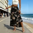 thumbnail image 2 of Floral Maxi Skirt for Women Fashion Casual High Waist Stretchy Printed A-Line Flowy Vcation Summer Beach Skirt Black, 2 of 9