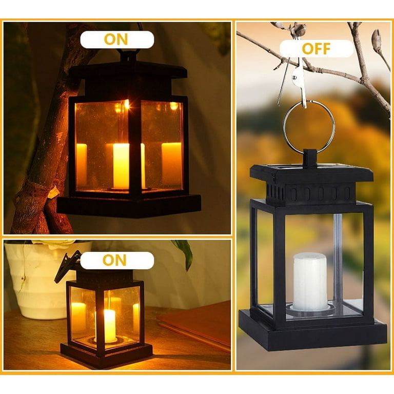 2 Pack - Solar Lights Solar Lanterns Dancing Flame Outdoor Hanging Lanterns Lights Decoration Lighting Solar Powered Waterproof Umbrella Lanterns Night Light Auto Sensor for Garden Patio Yard