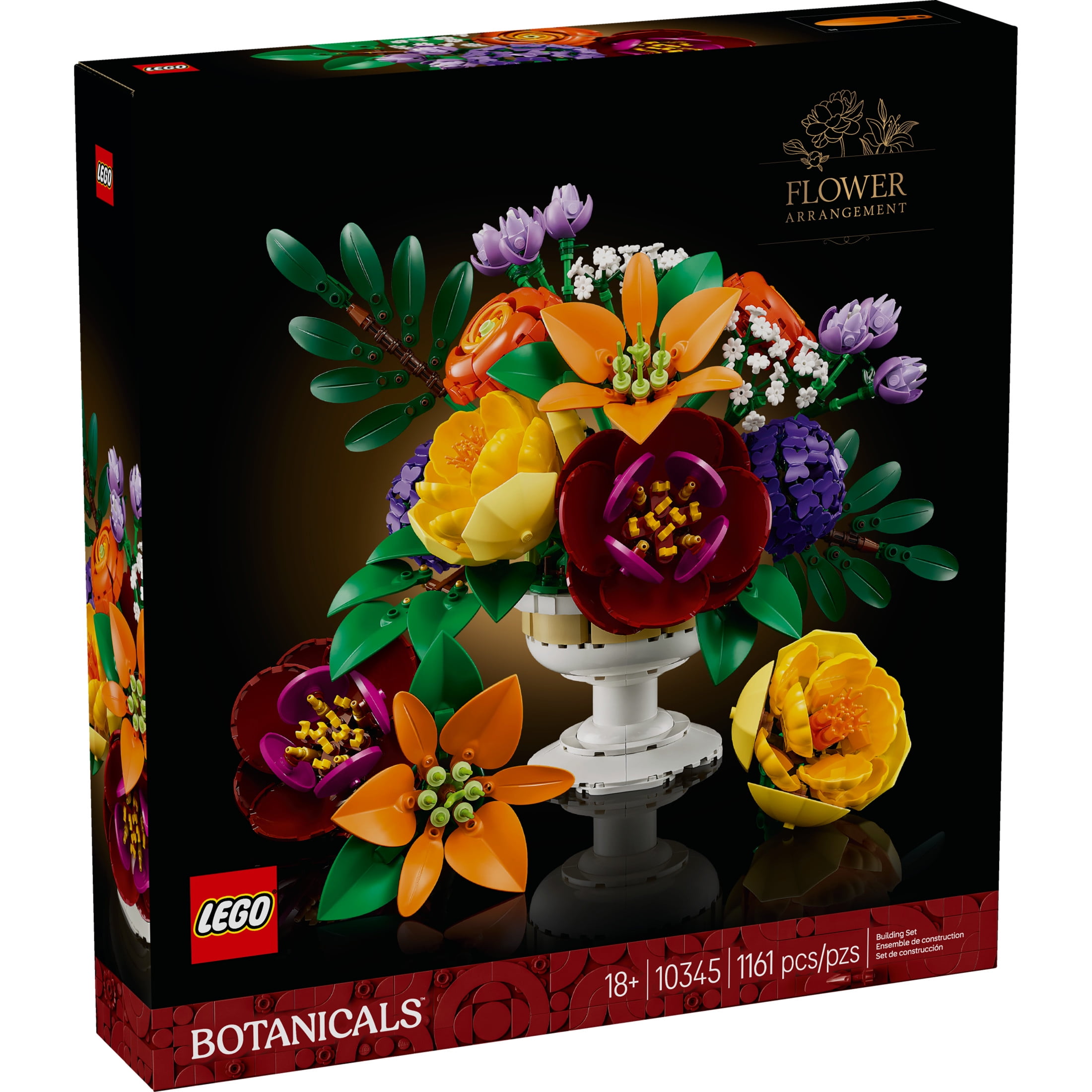 LEGO Botanicals Flower Arrangement Artificial Flowers Building Set - Wedding Decor for Table Display - Gift for Wedding, Bridesmaid - Unique Bouquet for Adults, Ages 18+ - 10345