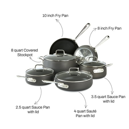 All-Clad HA1 Hard Anodized Nonstick Cookware, 10 Piece Set