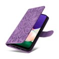 thumbnail image 4 of Flip Case for Galaxy A22 5G, Sunflower Embossed Premium PU Leather Card Slots Folio Wallet Case Shockproof Protective Magnetic Cover Compatible with Samsung Galaxy A22 5G 6.6 inch - Purple, 4 of 8