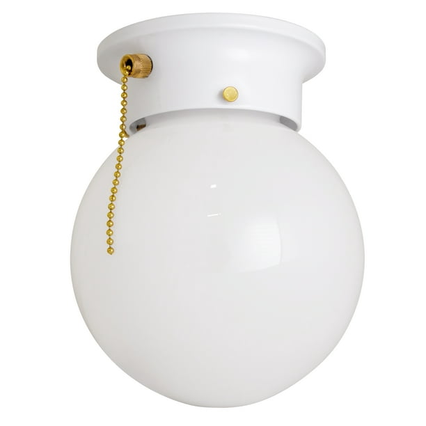 Design House 1 Light White Ceiling With Opal Glass Pull Chain Com - 3 Light Ceiling Fixture With Pull Chain