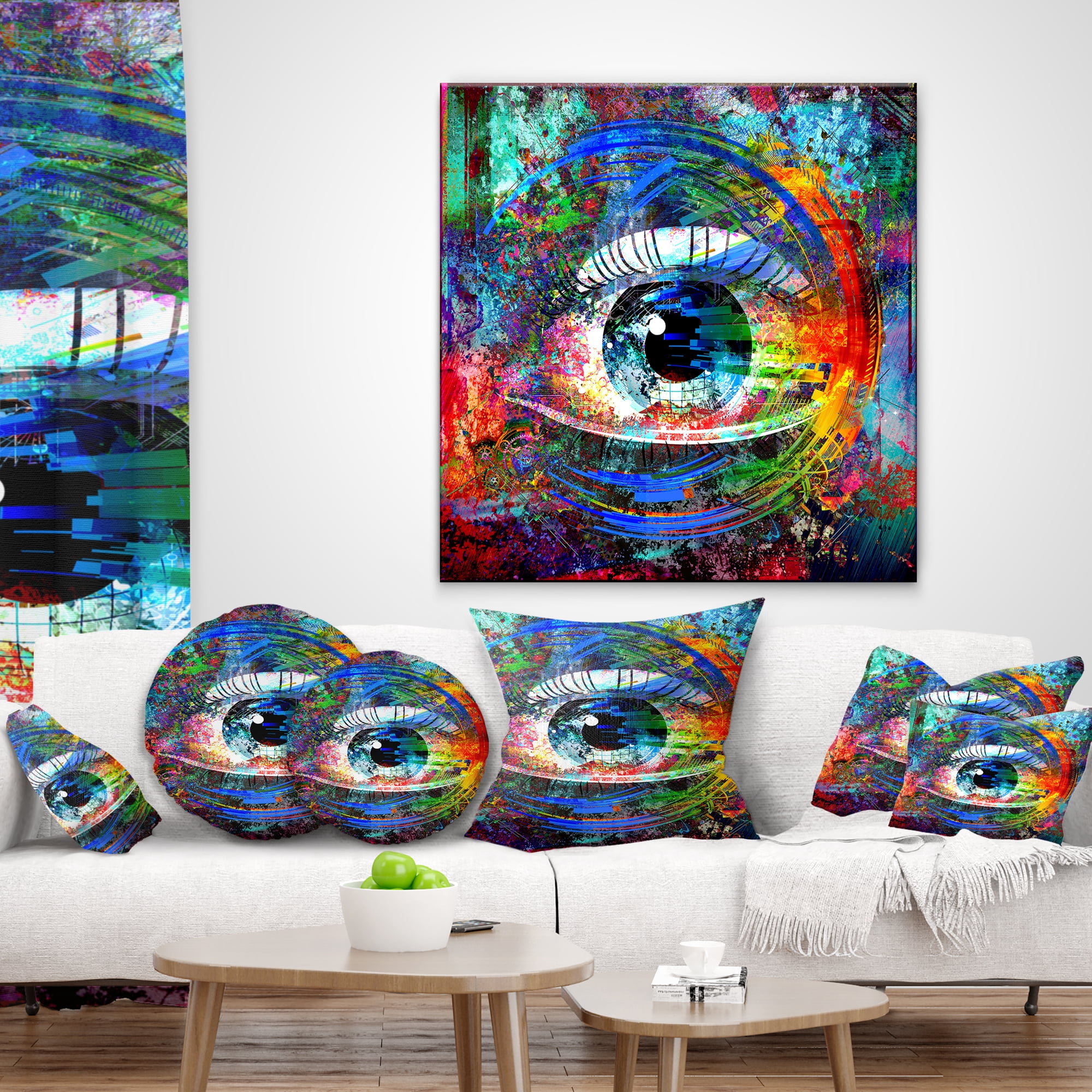 Designart Magic Eye over Abstract Design - Abstract Throw Pillow - 12x20