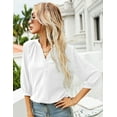 thumbnail image 6 of ZHENWEI Women's 3/4 Sleeve Henley V-Neck Button up Pleated Back Blouses Swiss Dot Blouse Tops Shirts, 6 of 7