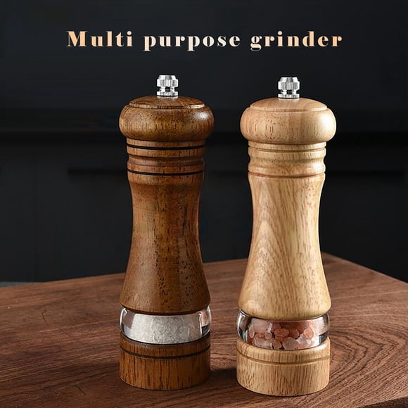 Xihbxyly Molinillo de Pimienta, Elegante Núcleo de Cerámica, Madera de Caucho y Acrílico, Belleza Artesanal, Herramienta para Especias de Cocina, Cocina Casera, Tamaño de 6 Pulgadas, Incluye Base