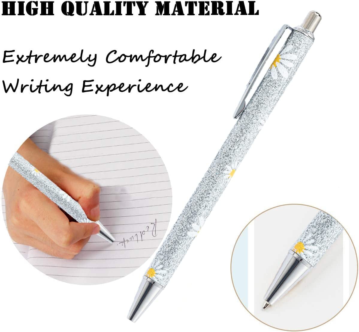 30 Pcs Fancy Pens for Women Set 10 Pretty Cute Sparkly Pens Glitter  Ballpoint Pens Retractable Writing Pens 20 Replacement Refills Black and  Blue Ink