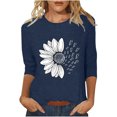 thumbnail image 1 of T-Shirts Décontractés à Col Rond Imprimé Floral Manches 3/4 pour Femmes, Pack de T-Shirts Burnout pour Femmes, Ensemble de T-Shirts d'Entraînement pour Femmes, 1 of 5