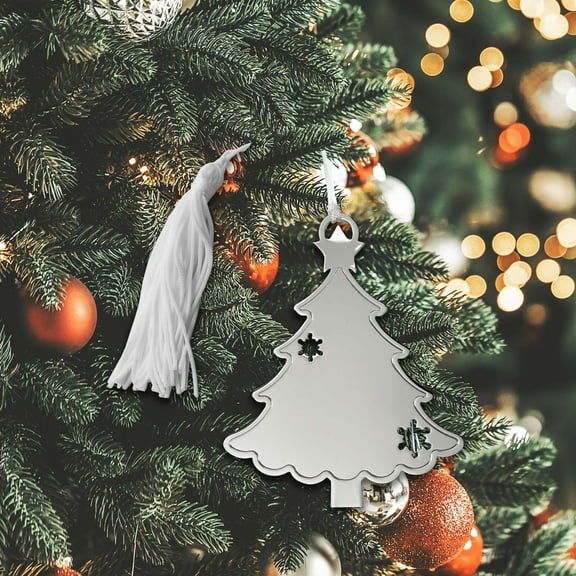 Nickel-plated White Tassel Engraveable Tree Ornament Q-GP5262