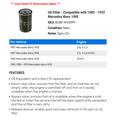 thumbnail image 2 of Oil Filter - Compatible with 1985 - 1993 Mercedes-Benz 190E 1986 1987 1988 1989 1990 1991 1992, 2 of 2