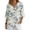 Blue Palm Leaf Pattern, variant on Loose Fit Imitation Linen-Like Blouse, Vertical Stripe Print V Neck Button Down Ladies Half Sleeve Blouse for Vacation Spring Summer, Size Medium