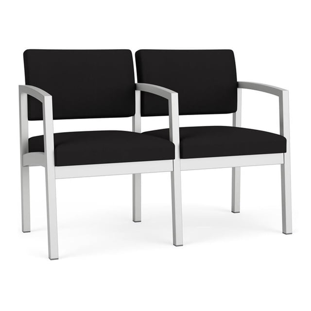 Lenox Steel Reception Waiting Room 2 Seats Chair / Silver Steel / Black